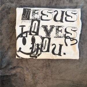 Jesus Loves You Graphic T-Shirt with Black Print